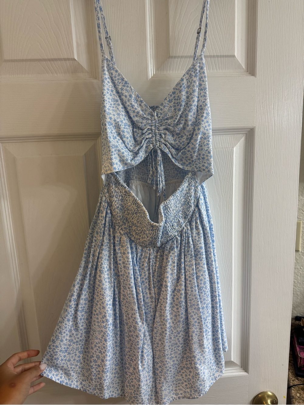 Light Blue Floral Cutout Romper